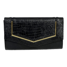 Gianni Bini Womens Black Faux Leather Chain Strap Convertible Clutch Bag Small - £18.22 GBP