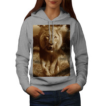 Wellcoda Lion Safari Nature Womens Hoodie, Africa Casual Hooded Sweatshirt - £29.24 GBP