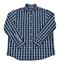 Chaps Mens Shirt Size XXL 2XL Blue Plaid Button Down Stretch Long Sleeve - $9.64