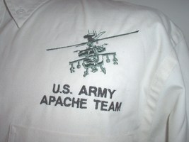 US Army Boeing AH-64 Apache Team SMALL, long-sleeve button-front men&#39;s s... - £15.92 GBP