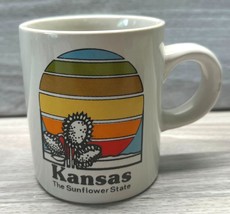 Kansas Mini Coffee Mug The Sunflower State Tall Rainbow Sun 2.5 Inch  - $9.95