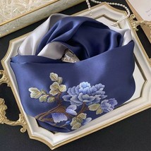 True luxury 100% mulberry silk Handmade Su Embroidery Scarf pure silk shawl - $29.98