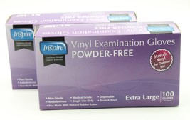 Inspire Stretch Vinyl Examination Gloves Powder Free XL 100 Gloves 2 Boxes-200 p - £10.55 GBP