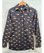 Vtg Panhandle Slim Shirt Mens 17- 36 Black Long Sleeve Western Buffalo - $17.32