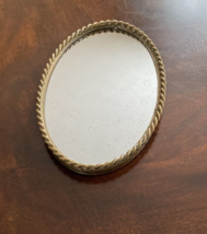 Vintage Miniature Vanity Mirror Tray Twisted Rope Gold Smaller Size 9x6 - $24.74