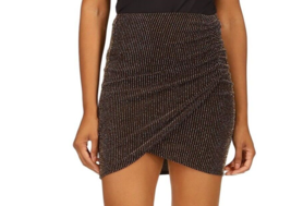 MICHAEL Michael Kors Women&#39;s Sparkle Metallic-Stripe Skirt XL Black/Gold... - £16.48 GBP