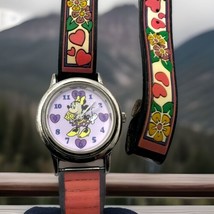 Vintage Minnie Mouse Watch The Disney Store 90’s Working Flower Heart Band  - £60.77 GBP