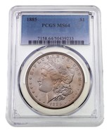 1885 $1 Silver Morgan Dollar Graded by PCGS as MS-64 Minimal Toning! - $3,188.92 MXN