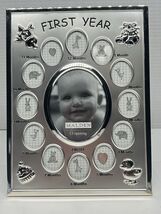 New Malden Baby's First 1st Year Silver Frame 13 Picture Openings Collage - $10.88