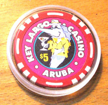 (1) $5. Key Largo Casino Chip - Aruba - Closed - Large Inlay - Bud Jones... - £6.25 GBP