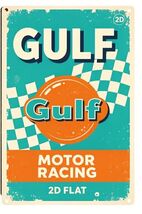 Gulf Rectangular Gas Gasoline Oil  Aluminum Retro Remake Sign Station 12... - $34.84 CAD