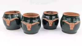 Frankoma Pottery Ranch Forest Green Napkin Ring Set of 4 Rings Longhorn - $39.99