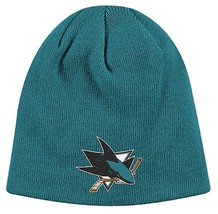 San Jose Sharks NHL Reebok Teal Blue Cuffless Knit Hat Cap Adult Winter Beanie - £13.14 GBP