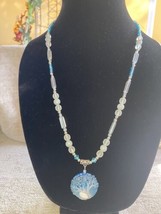 Handmade Tree Of Life Beaded Necklace Vintage Natural Colors Blue Multi 25” - $18.00