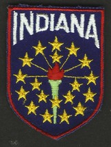 VINTAGE INDIANA STATE EMBROIDERED CLOTH SOUVENIR TRAVEL PATCH - $7.95