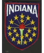 VINTAGE INDIANA STATE EMBROIDERED CLOTH SOUVENIR TRAVEL PATCH - $151.36 MXN