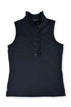 Brooks Brothers Womens Ruffle Collar Sleeveless Polo Shirt Black, XLarge... - $68.81