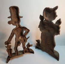 Antique English Mr. & Mrs. Ally Sloper Figural Cast Iron Doorstops image 2