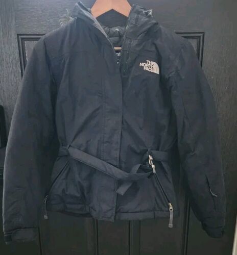 Primary image for The North Face Goose Down Black Belted Zipper Removable Fur Hood Jacket Size XS 
