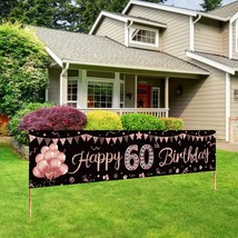 Happy 60Th Birthday Banner Decorations For Women, Rose Gold 60 Year Old ... - £12.76 GBP