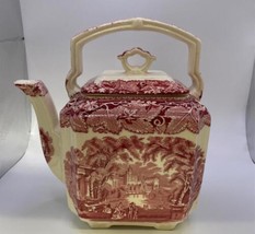 Vintage Masons Vista Pink Kettle Pot With Handle - £117.83 GBP