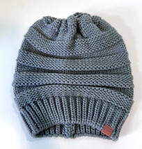 Ponytail Beanie Hat Soft Stretch Knit High Bun With Adjustable String Gray #N Fo - £15.97 GBP