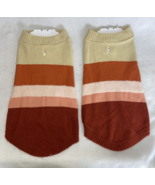 2-Boots &amp; Barkley Dog Size M Deep Orange Burgundy Fuzzy Stripe Pet Sweater - $17.12 CAD