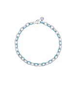 Authentic Crislu Teal Enamel Glaze Chain Links Bracelet in Platinum - $198.99