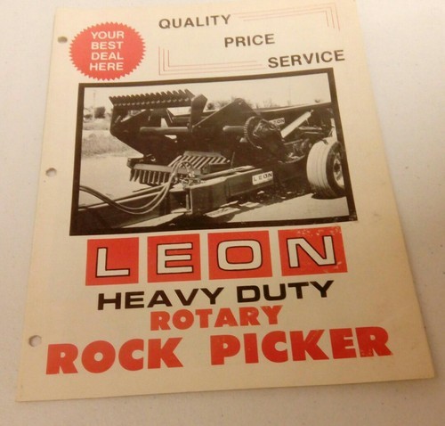 VINTAGE 1974 LEON HEAVY DUTY ROTARY ROCK PICKER FARM TRACTOR SALES BROCHURE - £19.02 GBP