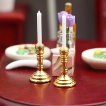 AirAds 1:12 Scale Dollhouse Miniature Candlestick Set of 2 Gold Metal Pi... - £6.77 GBP