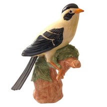 Vintage Bird Figurine Porcelain Goldfinch Handpainted Large 9&quot; Signed By Artist  - £35.59 GBP