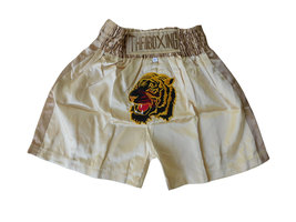 M KIDS Muay Thai Boxing Shorts Pants MMA Kickboxing unisex Tiger beige - £14.36 GBP
