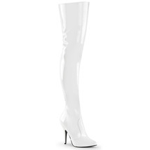 PLEASER Hot Sexy Single Sole 5&quot; Heels White Thigh High Boots SED3010/W - £72.86 GBP