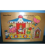 Vtg. Fisher Price Pick Up &#39;N Peek #514 Merry-Go-Round Wooden Peg Puzzle/... - £22.70 GBP