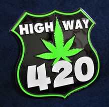 420 HIGHWAY Shield -*US MADE* Embossed Sign -Man Cave Garage Club Bar Wall Décor - £14.86 GBP