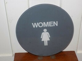 Vintage Women Circle Plastic Restroom Sign - $44.55