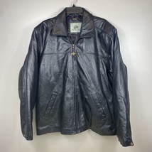 Burk&#39;s Bay Men&#39;s Black Genuine Leather Jacket Size XL Toyota Emblem Zipper - £26.38 GBP