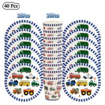 Christmas  Car Party Plate Napkins Tablecloth Cup Construction Vehicle Birthday  - £121.91 GBP