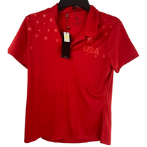 Adidas Polo Shirt Womens M Golf USA Stars Red Short Sleeve UPF 50 Athleisure NWT - £21.91 GBP