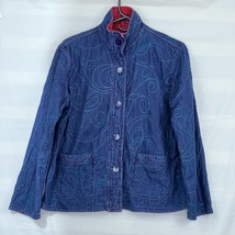 Vtg CASUAL CTUDIO Blue Red Reversible Button Up Denim Jacket Size L Embr... - £23.53 GBP