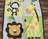 Tiddliwinks Fleece Baby Blanket Monkey Giraffe Lion Brown Yellow Tan 35.... - $21.84