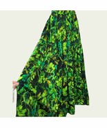 70s Maxi Skirt Green Black Print Vintage Casual 30 Waist - $36.00