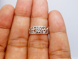 Cutout Flower Toe Ring 925 Sterling Silver Handmade Adjustable Ring Size US 5 - £12.64 GBP
