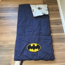 Pottery Barn Kids DC Comics Batman Blue Sleeping Bag With Bat Signal Design - $42.74
