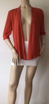 Eileen Fisher Sz.S Orange Shade 100% Linen Open Front Cardigan Sweater - £27.87 GBP