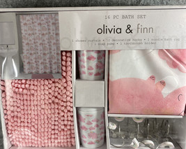Olivia &amp; Finn 16 PC Bath Set - Unicorn Rainbow Bathroom Set  New - £17.25 GBP