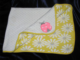 Just One You Baby Girl Blanket Yellow White Gray Pink Polka Dot Ladybug Flower - £28.56 GBP