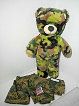 Build a Bear 2013 Camouflage Bear Plush Camo Military Army Outfit &amp; FLAG 17&quot; - £18.02 GBP