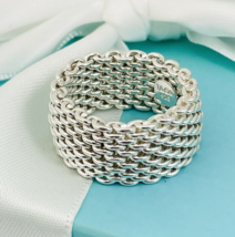 Size 6 Tiffany &amp; Co Somerset Mesh Weave Ring in Sterling Silver - £208.34 GBP