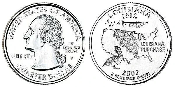 2002 D &amp; P  Louisiana State Quarters - $1.00
